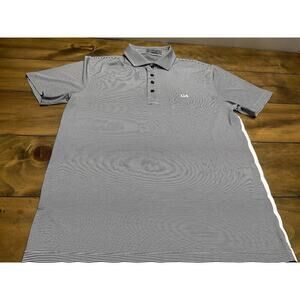 G/FORE Golf Polo Striped Mens Medium Black White Short Sleeve